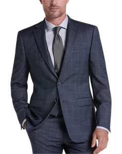 Calvin Klein X-Fit Slim Fit Hemmed Suit Separates, Blue Windowpane