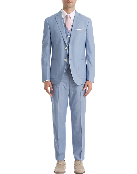 Lauren By Ralph Lauren Classic Fit Suit Separates Pants, Light Blue Chambray