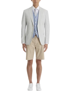 Lauren By Ralph Lauren Classic Fit Suit Separates Coat, Blue & White Seersucker -&Collar Shop MW40 3VER 76 LAUREN BY RALPH LAUREN BLUE WHITE SEERSUCKER ALT4 1