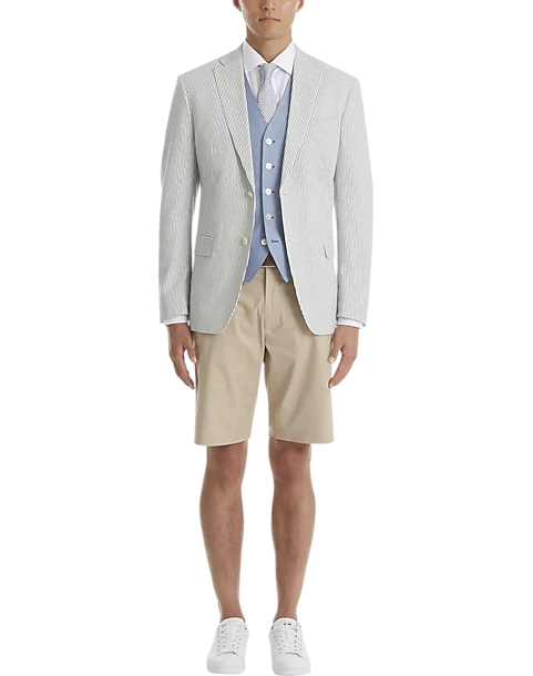 Lauren By Ralph Lauren Classic Fit Suit Separates Coat, Blue & White Seersucker - Image 5