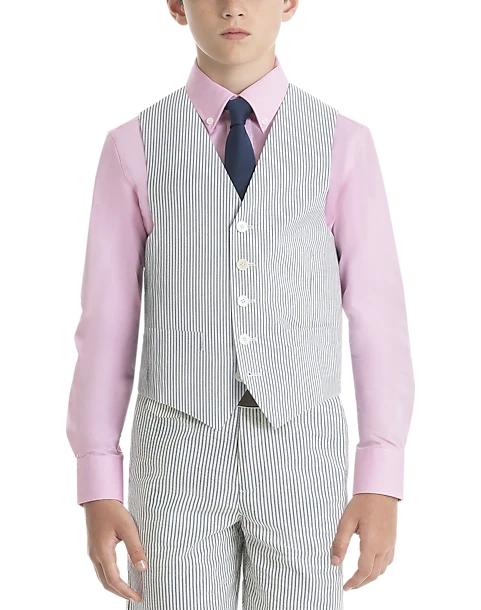 Lauren By Ralph Lauren Boys (Sizes 4-7) Suit Separates Vest, Blue & White Seersucker