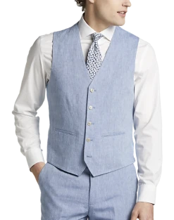 JOE Joseph Abboud Linen Slim Fit Suit Separates Vest, Light Blue