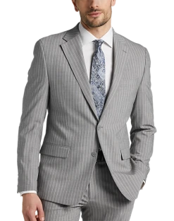 Michael Strahan Classic Fit Suit Gray Stripe