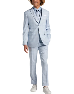 Egara Skinny Fit Suit Separates Coat, Light Blue Plaid -&Collar Shop MW40 3XGM 15 EGARA ORANGE LT BLUE PLAID ALT5