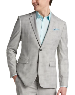 Egara Skinny Fit Suit Separates Coat, Orange & Gray Windowpane