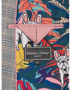 Paisley & Gray Slim Fit Suit Separates Coat, Slate Blue Check -&Collar Shop MW40 3XJ5 92 PAISLEY GRAY SLATE BLUE CHECK ALT3