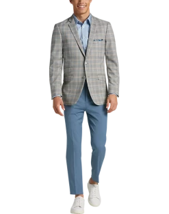 Paisley & Gray Slim Fit Suit Separates Coat, Slate Blue Check -&Collar Shop MW40 3XJ5 92 PAISLEY GRAY SLATE BLUE CHECK ALT5