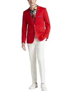 Paisley & Gray Slim Fit Suit Separates Coat, Hot Rod Red -&Collar Shop MW40 3XJW 11 PAISLEY GRAY HOT ROD RED ALT5