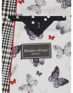 Paisley & Gray Slim Fit Suit Separates, Black And White Houndstooth -&Collar Shop MW40 3XK5 87 PAISLEY GRAY BLACK WHITE HOUNDS CHECK ALT3 1