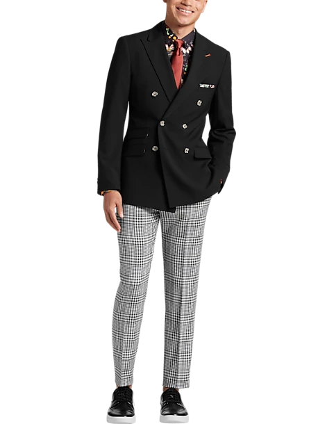 Paisley & Gray Slim Fit Double Breasted Suit Separates, Jet Black 8 Paisley & Gray Slim Fit Double Breasted Suit Separates, Jet Black - Image 6