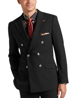 Paisley & Gray Slim Fit Double Breasted Suit Separates Coat, Jet Black