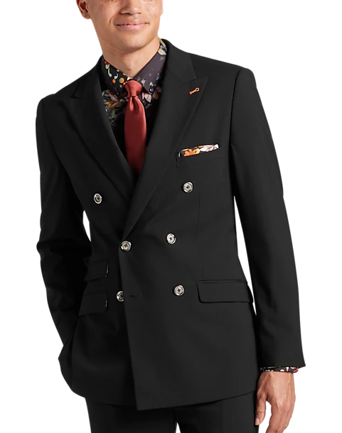 Paisley & Gray Slim Fit Double Breasted Suit Separates, Jet Black 3 Paisley & Gray Slim Fit Double Breasted Suit Separates, Jet Black