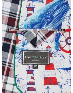 Paisley & Gray Slim Fit Suit Separates Coat, Red, White & Green Seersucker -&Collar Shop MW40 3XKE 68 PAISLEY GRAY RED WHITE GREEN SEERSUCKER ALT3