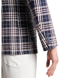 Paisley & Gray Slim Fit Suit Separates Coat, Navy Seersucker Plaid -&Collar Shop MW40 3XKG 61 PAISLEY GRAY NAVY RED SEERSUCKER ALT2