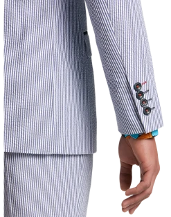 Paisley & Gray Slim Fit Suit Separates Coat, Blue & White Seersucker -&Collar Shop MW40 3XKL 76 PAISLEY GRAY BLUE WHITE STRIPE SEERSUCKER ALT2