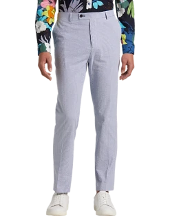 Paisley & Gray Slim Fit Suit Separates Pants, Blue & White Seersucker