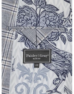 Paisley & Gray Slim Fit Suit Separates, Blue & Beige Check -&Collar Shop MW40 3XKR 67 PAISLEY GRAY BLUE BEIGE CHECK ALT3 1