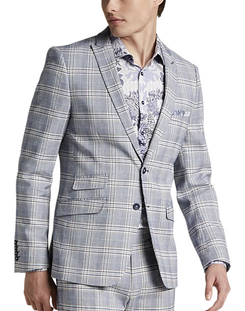 Paisley & Gray Slim Fit Suit Separates Coat, Blue & Beige Check 3 Paisley & Gray Slim Fit Suit Separates Coat, Blue & Beige Check