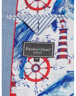 Paisley & Gray Slim Fit Suit Separates Coat, Blue Sharkskin -&Collar Shop MW40 3XKW 56 PAISLEY GRAY BLUE SHARKSKIN ALT3