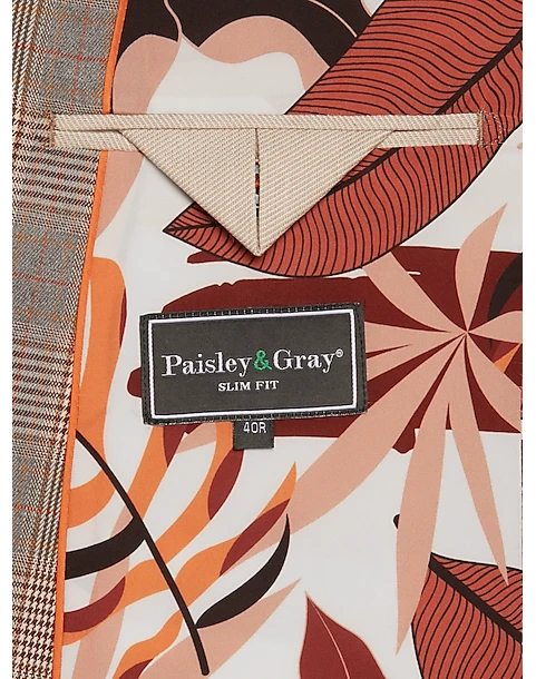 Paisley & Gray Slim Fit Suit Separates Coat, Tan And Gray Plaid 6 Paisley & Gray Slim Fit Suit Separates Coat, Tan And Gray Plaid - Image 4