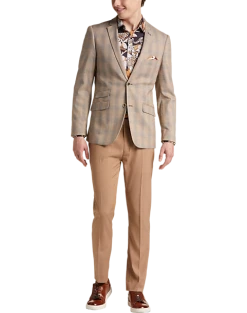 Paisley & Gray Slim Fit Suit Separates Coat, Tan And Gray Plaid 14 Paisley & Gray Slim Fit Suit Separates Coat, Tan And Gray Plaid -&Collar Shop MW40 3XL0 65 PAISLEY GRAY TAN GREY PLAID ALT5