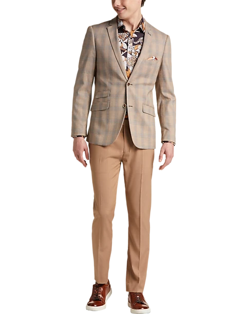 Paisley & Gray Slim Fit Suit Separates Coat, Tan And Gray Plaid 8 Paisley & Gray Slim Fit Suit Separates Coat, Tan And Gray Plaid - Image 6