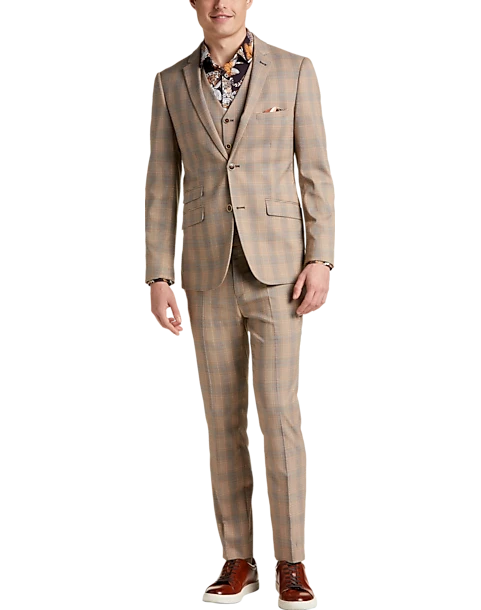 Paisley & Gray Slim Fit Suit Separates Coat, Tan And Gray Plaid 9 Paisley & Gray Slim Fit Suit Separates Coat, Tan And Gray Plaid - Image 7