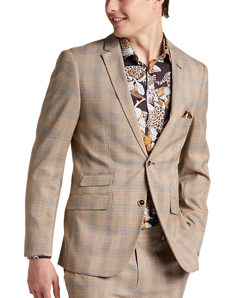 Paisley & Gray Slim Fit Suit Separates Coat, Tan And Gray Plaid 3 Paisley & Gray Slim Fit Suit Separates Coat, Tan And Gray Plaid
