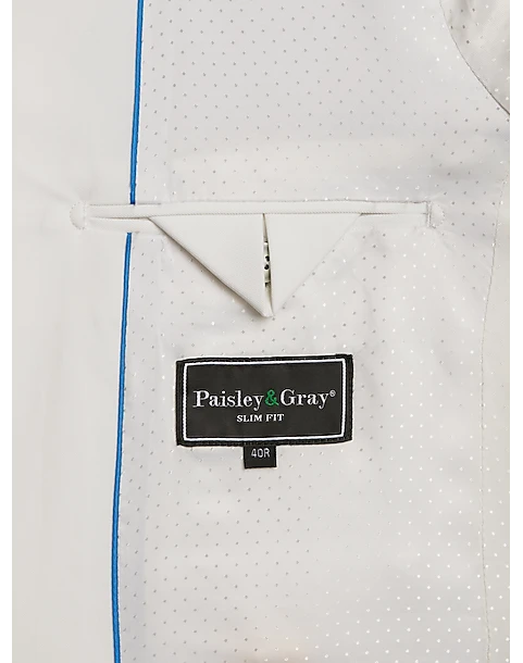 Paisley & Gray Slim Fit Suit Separates Jacket, White 6 Paisley & Gray Slim Fit Suit Separates Jacket, White - Image 4