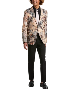 Paisley & Gray Slim Fit Suit Separates Coat, Brown And Cream Floral -&Collar Shop MW40 3XLG 23 PAISLEY GRAY BROWN CREAM ALT1