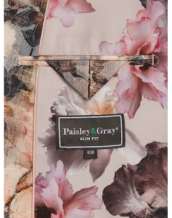 Paisley & Gray Slim Fit Suit Separates Coat, Brown And Cream Floral -&Collar Shop MW40 3XLG 23 PAISLEY GRAY BROWN CREAM ALT3