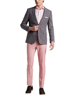 Paisley & Gray Slim Fit Suit Separates Coat, Blue And Pink Stripes -&Collar Shop MW40 3XLJ 31 PAISLEY GRAY BLUE PINK STRIPE ALT5