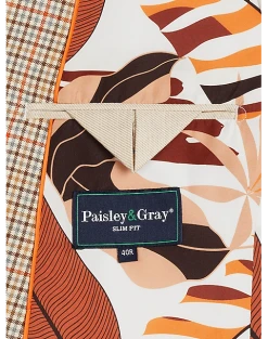 Paisley & Gray Slim Fit Double Breasted Suit Separates Coat, Tan Check -&Collar Shop MW40 3XLN 96 PAISLEY GRAY TAN CHECK ALT3