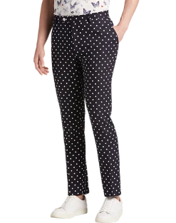 Paisley & Gray Slim Fit Suit Separates Pants, Navy With White Polka Dots