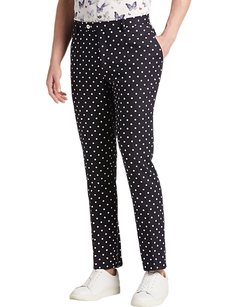 Paisley & Gray Slim Fit Suit Separates Pants, Navy With White Polka Dots 3 Paisley & Gray Slim Fit Suit Separates Pants, Navy With White Polka Dots