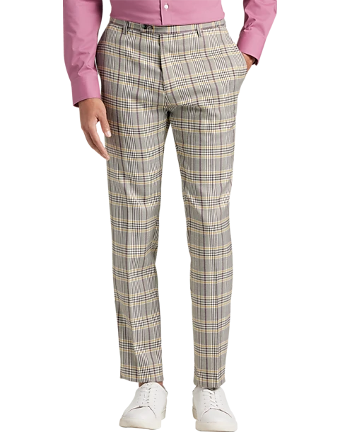Paisley & Gray Slim Fit Suit Separates Pants, Olive & Yellow Check 2 Paisley & Gray Slim Fit Suit Separates Pants, Olive & Yellow Check