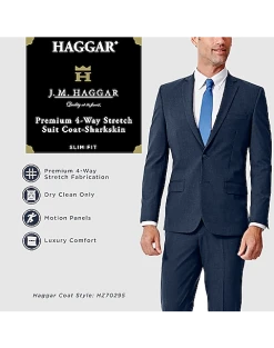 Haggar 4-Way Stretch Slim Fit Suit Separates Coat, Navy -&Collar Shop MW40 3Y53 02 HAGGAR BLACK SOLID ALT2