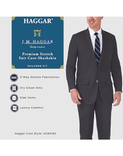 Haggar Premium Comfort 4-Way Stretch Slim Fit Suit Separates, Black -&Collar Shop MW40 3Y57 02 HAGGAR BLACK SOLID ALT2