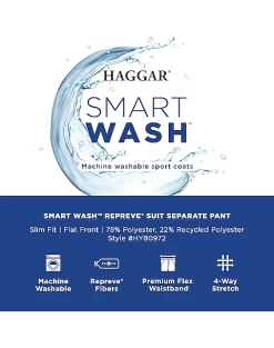 Haggar Smart Wash™ Slim Fit Suit Separates Pants, Navy 7 Haggar Smart Wash™ Slim Fit Suit Separates Pants, Navy -&Collar Shop MW40 3Y5E 01 HAGGAR NAVY SOLID ALT2