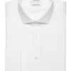 Calvin Klein Infinite Non-Iron Slim Fit Stretch Collar French Cuff Dress Shirt, Black -&Collar Shop MW40 544K 01 CALVIN KLEIN WHITE SOLID MAIN