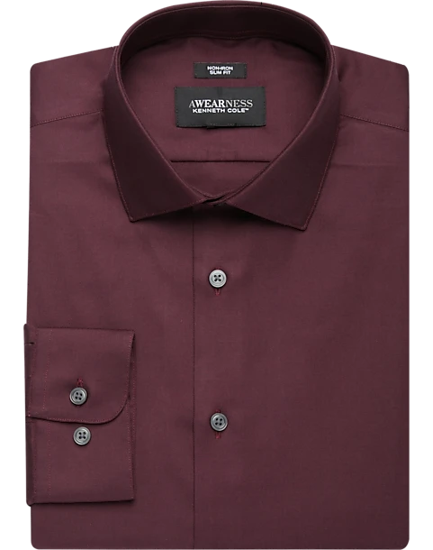 Awearness Kenneth Cole Slim Fit Performance Stretch Dress Shirt, Burgundy 3 Awearness Kenneth Cole Slim Fit Performance Stretch Dress Shirt, Burgundy