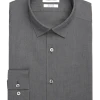 Calvin Klein Refined Cotton Stretch Supima Slim Fit Hidden Button-Down Collar Dress Shirt, Charcoal 1 Calvin Klein Refined Cotton Stretch Supima Slim Fit Hidden Button-Down Collar Dress Shirt, Charcoal -&Collar Shop MW40 5F33 12 CALVIN KLEIN CHARCOAL SOLID MAIN