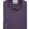 Calvin Klein Refined Cotton Stretch Supima Slim Fit Hidden Button-Down Collar Dress Shirt, Purple -&Collar Shop MW40 5F6F 30 CALVIN KLEIN PURPLE SOLID MAIN