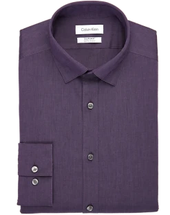 Calvin Klein Refined Cotton Stretch Supima Slim Fit Hidden Button-Down Collar Dress Shirt, Purple