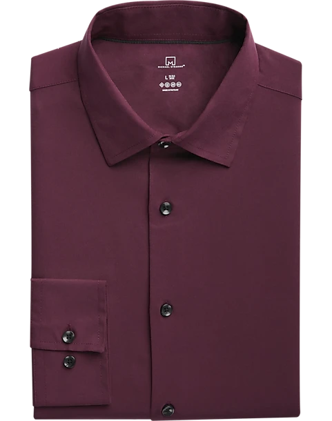 Michael Strahan Modern Fit Spread Collar Dress Shirt, Wine 3 Michael Strahan Modern Fit Spread Collar Dress Shirt, Wine