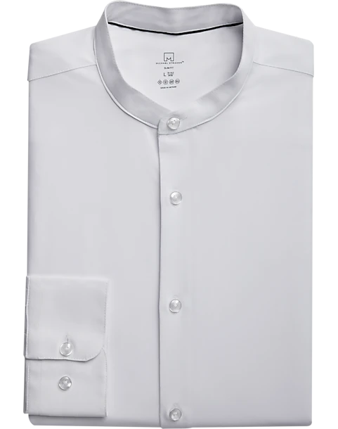 Michael Strahan Slim Fit Banded Collar Dress Shirt, White 3 Michael Strahan Slim Fit Banded Collar Dress Shirt, White