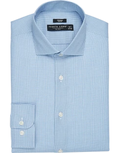 Pronto Uomo Non-Iron Slim Fit Spread Collar Dress Shirt, French Blue Gingham