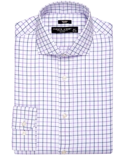 Pronto Uomo Slim Fit Spread Collar Shirt, Purple Windowpane Plaid