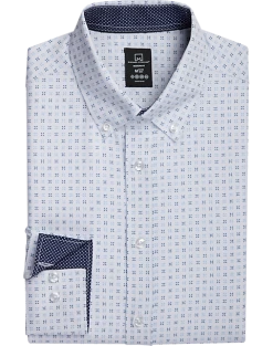 Michael Strahan Four-Way Stretch Modern Fit Dress Shirt, White Dot