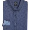 Michael Strahan Modern Fit 4-Way Stretch Dress Shirt, Blue Dot -&Collar Shop MW40 5FGF 81 MICHAEL STRAHAN Blue FANCY MAIN